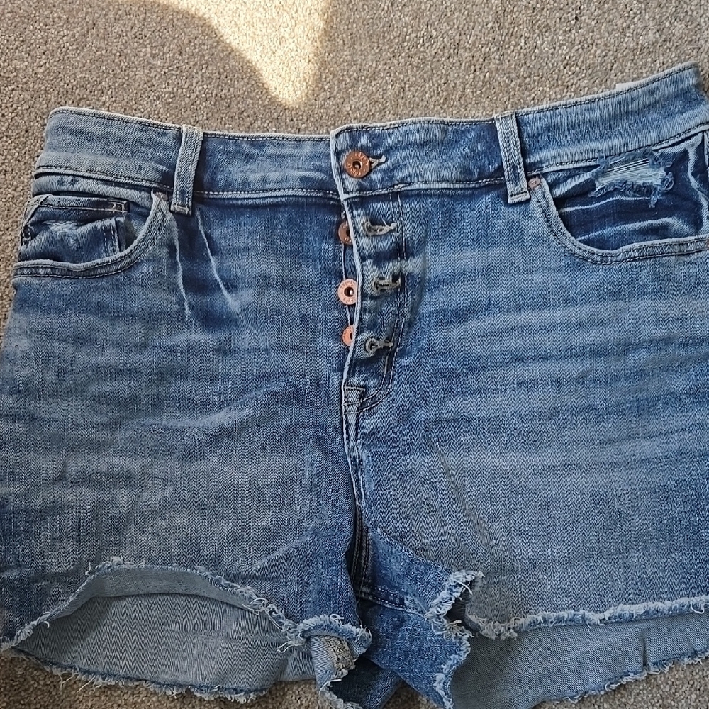 Denim Button Fly Blue Women's Shorts